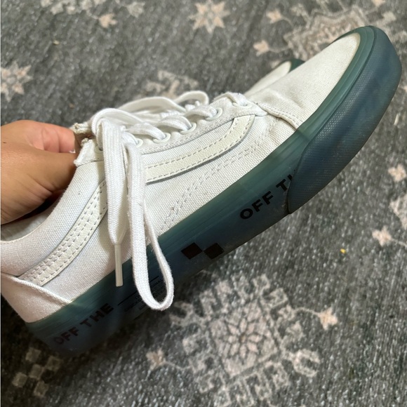 White Vans with Blue Rubber Soles - Picture 3 of 8